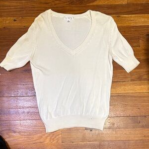 Isaac Mizrahi Cream V-Neck Top